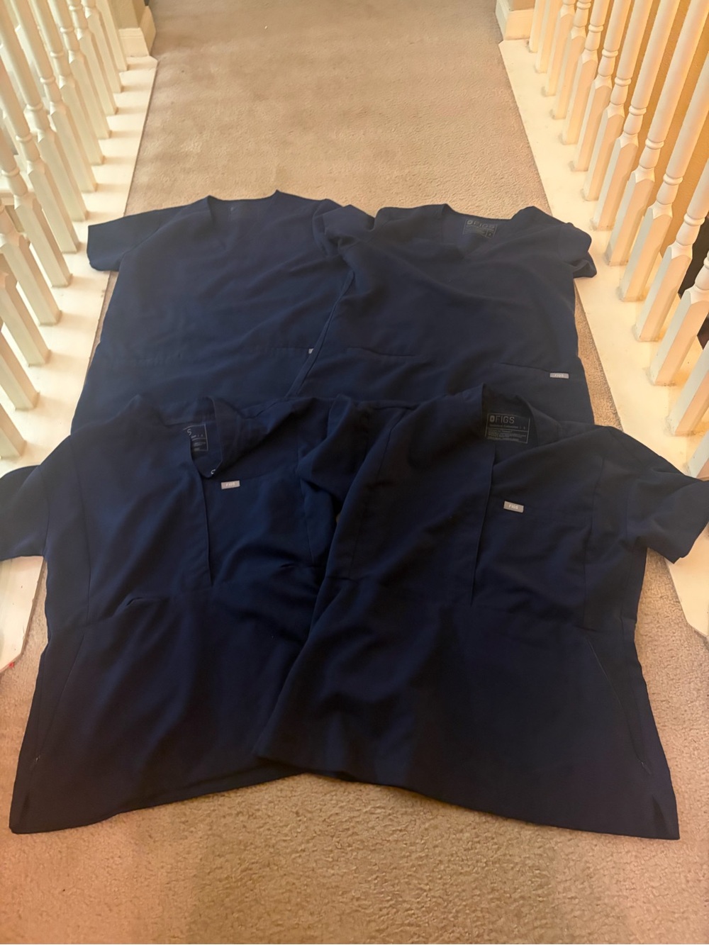 Womens navy blue figs scrub bundle of 4 tops